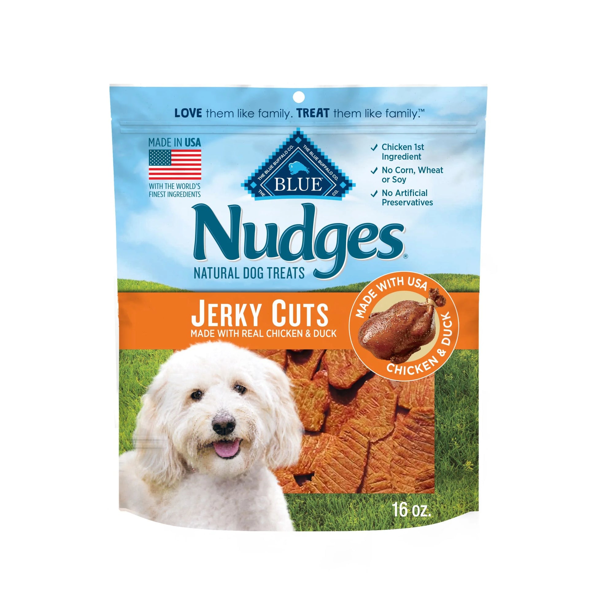 Nudges Chicken & Duck Jerky Cuts Dog Treats, 16-Oz. Bag