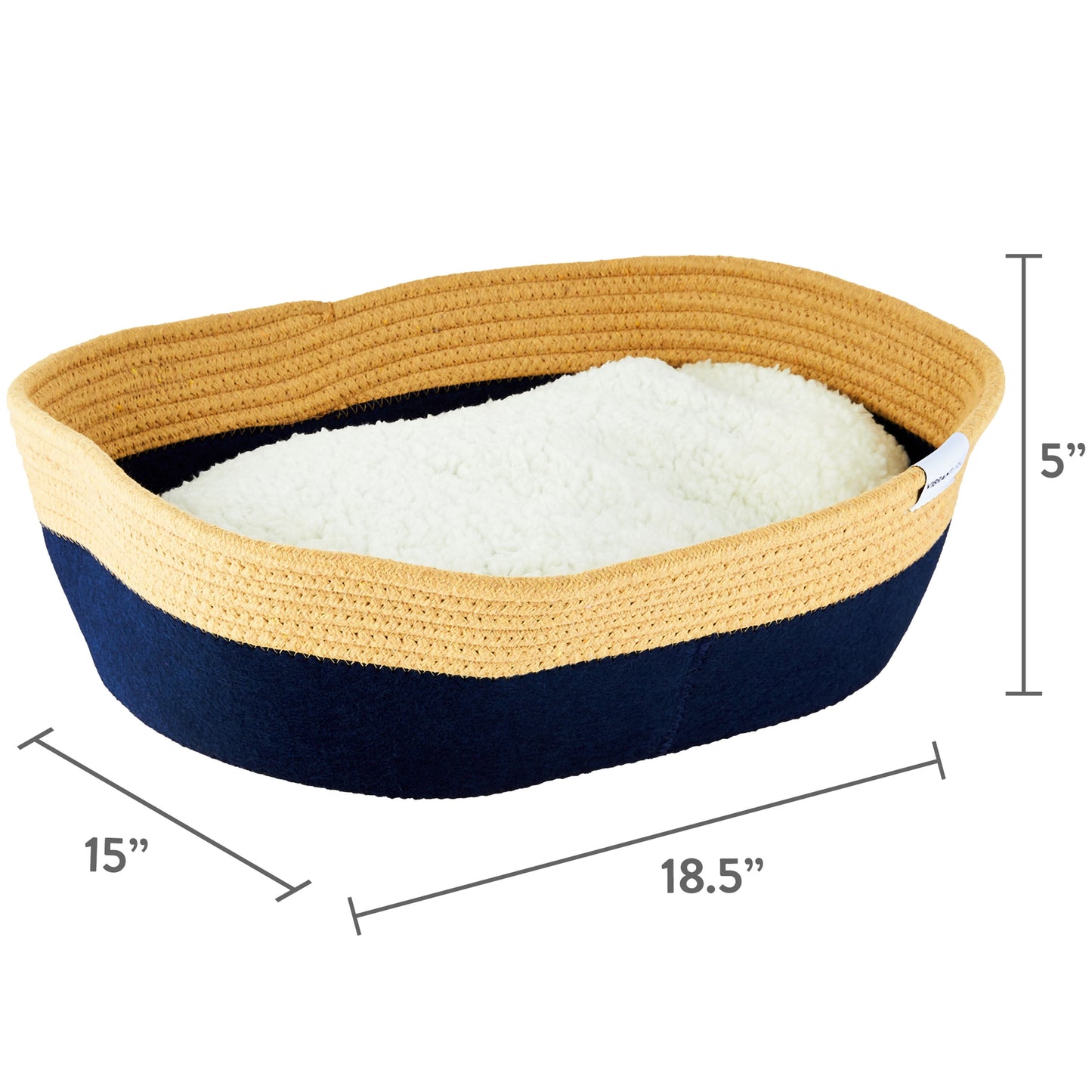 , Cat Beds, Oval Woven Felt Rope Pet Bed, with Catnip, Multi-Color, Small, 19"