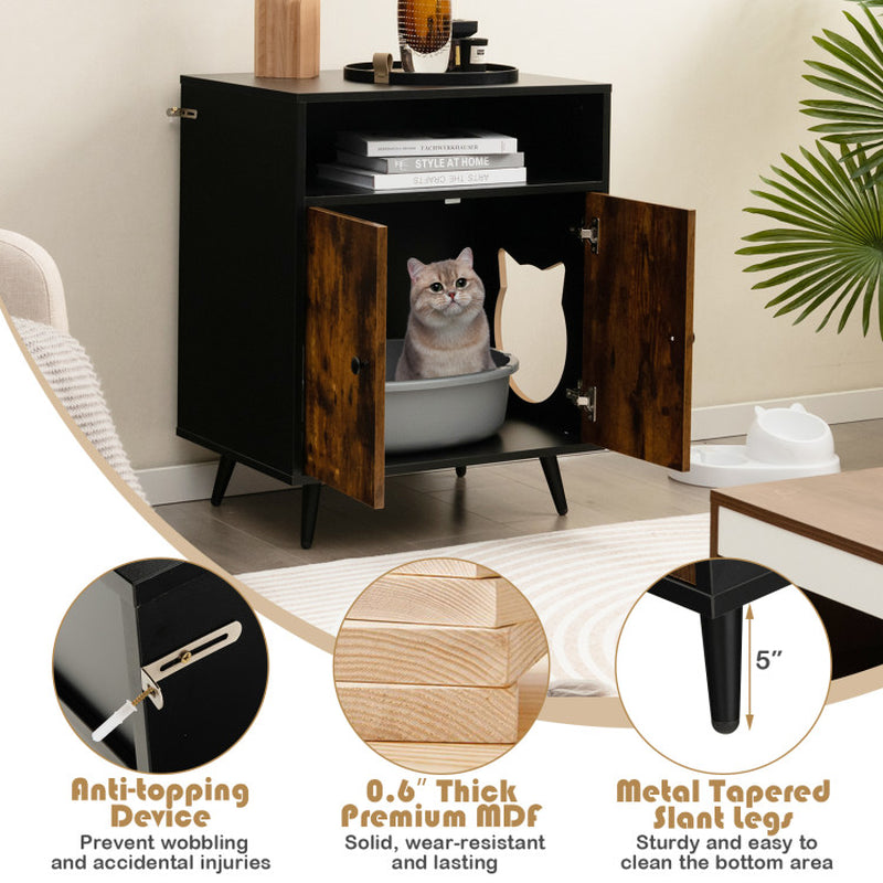 Industrial Cat Litter Box Enclosure with Entry and Open Compartment