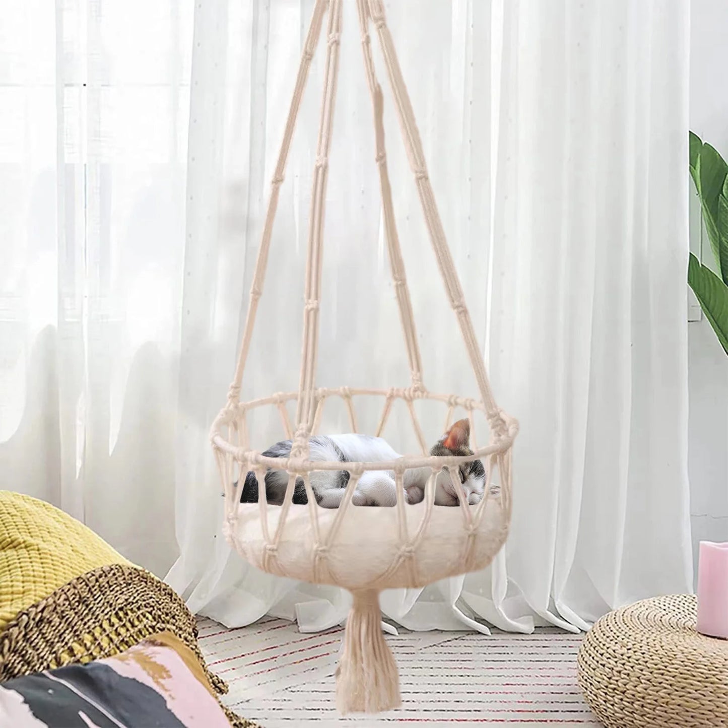 Cat Bed, Cat Hammocks Window Perches, Secure Cat Shelves Space Saving Window Mounted Cat Seat for Big Cats, Cat Hanging Bed, Cat Hanging Basket Swings