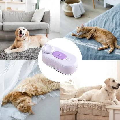 Cat Steam Brush Electric Spray Cat Hair Brush 3 in 1 Dog Steam Brush for Massage Pet Grooming Pet Hair Remover Pet Accessories