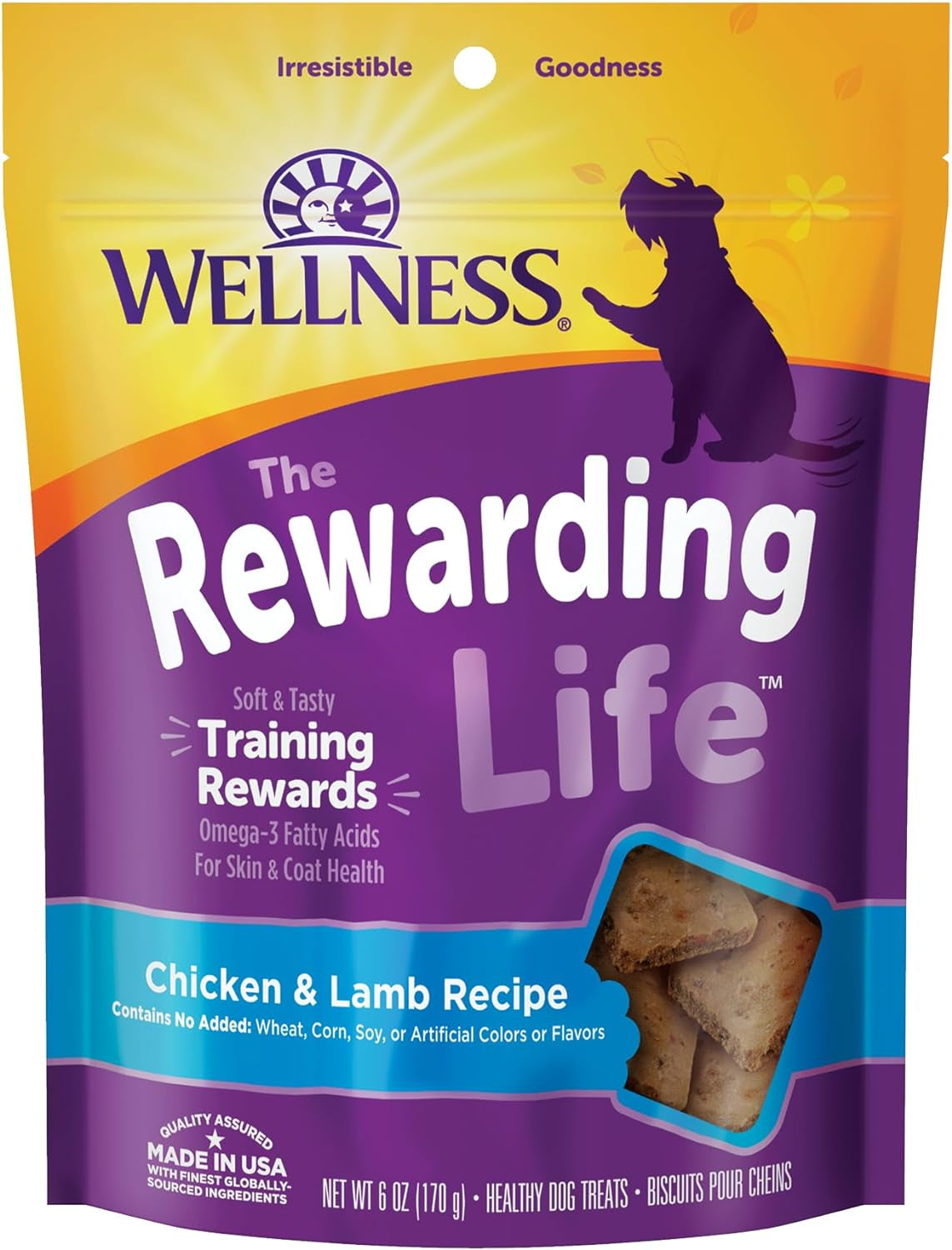 Rewarding Life Grain-Free Soft Dog Treats (Previously Wellbites), Made in USA with Natural Ingredients, Ideal for Training (Chicken & Lamb Recipe, 6-Ounce Bag)