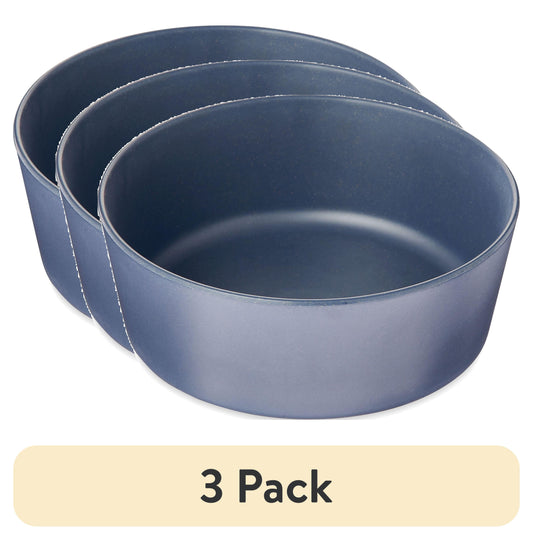 (3 Pack)  Bamboo Melamine Dog Bowl, Blue, Medium