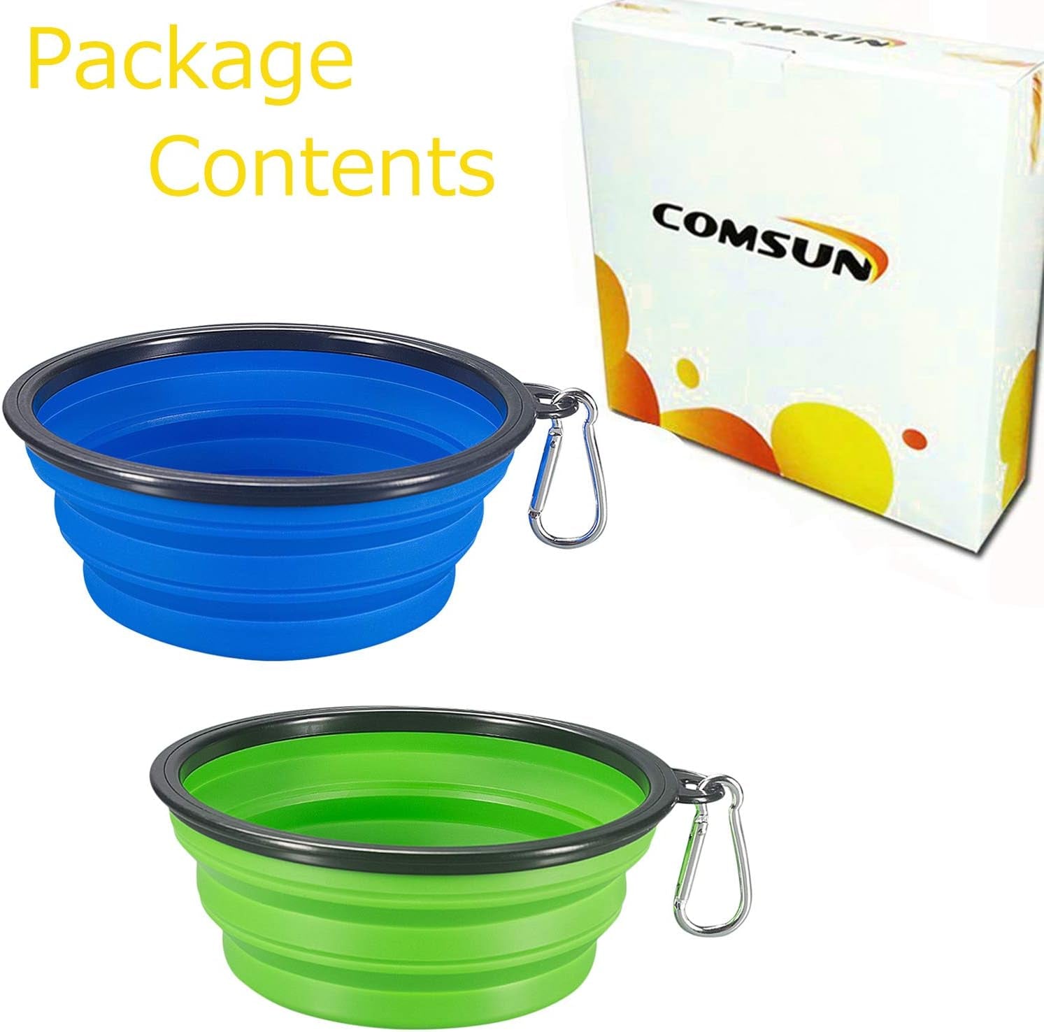 Collapsible Dog Bowl, Foldable Expandable Cup Dish for Pet Cat Food Water Feeding Portable Travel Bowl Free Carabiner