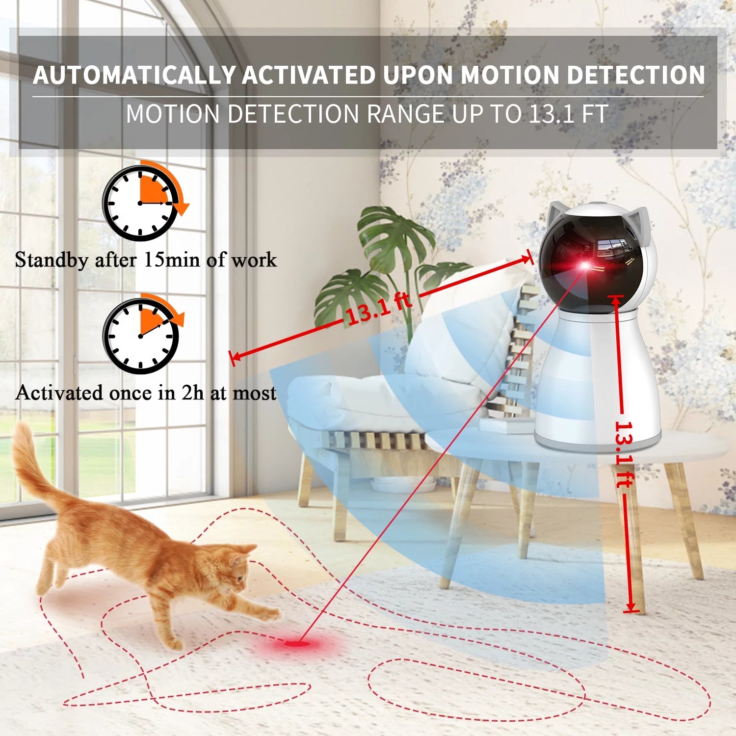 Cat Toys,The 4Th Generation Real Random Trajectory,Motion Activated Rechargeable Automatic Cat Laser Toy,Interactive Cat Toys for Indoor Cats/Kitten/Dogs