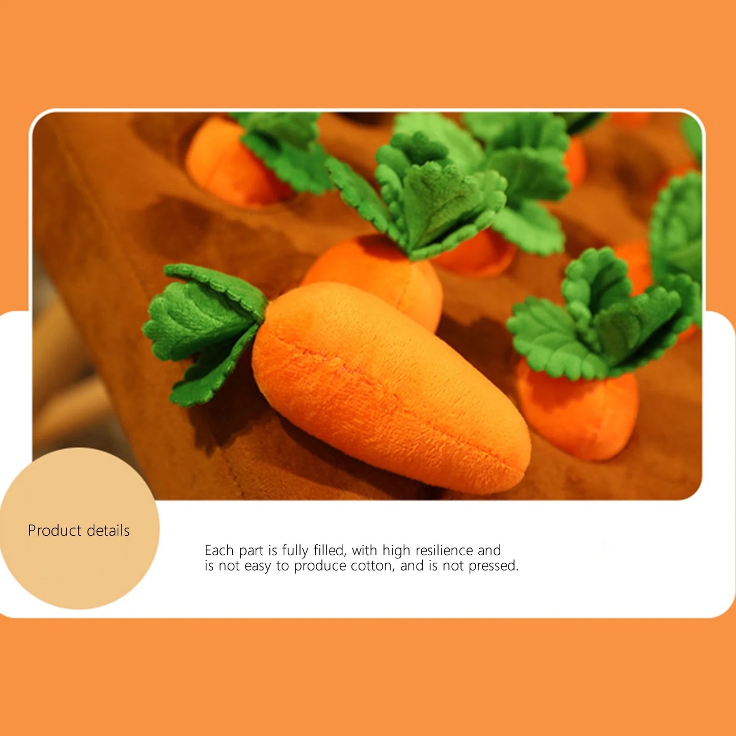 Dog Carrot Plush Toy, Dog Chew Toy, Pet Interaction Pull the Carrot Stuffed Toy, Vegetable Toy Ifur 12 Squeaky Carrots Enrichment Dog Puzzle Toys, 13.8''X13.8''Carrot Farm Dog Toys