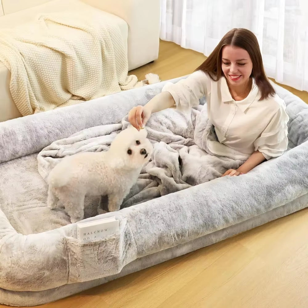 Human Dog Bed for Adults, 71" Long Human Size Dog Bed, Removable Cover, Washable, Waterproof, Orthopedic Design