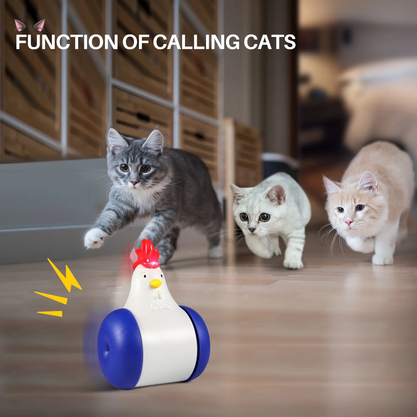 Cat Laser Toys - 3-In-1 Interactive Cat Toys for Indoor Cats, Cat Laser Toy, Sliding & Bird Song Toy. Rechargeable, Cat Chase Toy, Auto Shutoff & Laser Safe - Turquoise